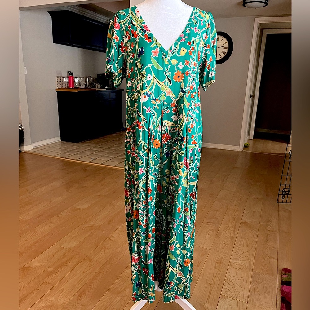 Anthropologie Teal Floral Romper